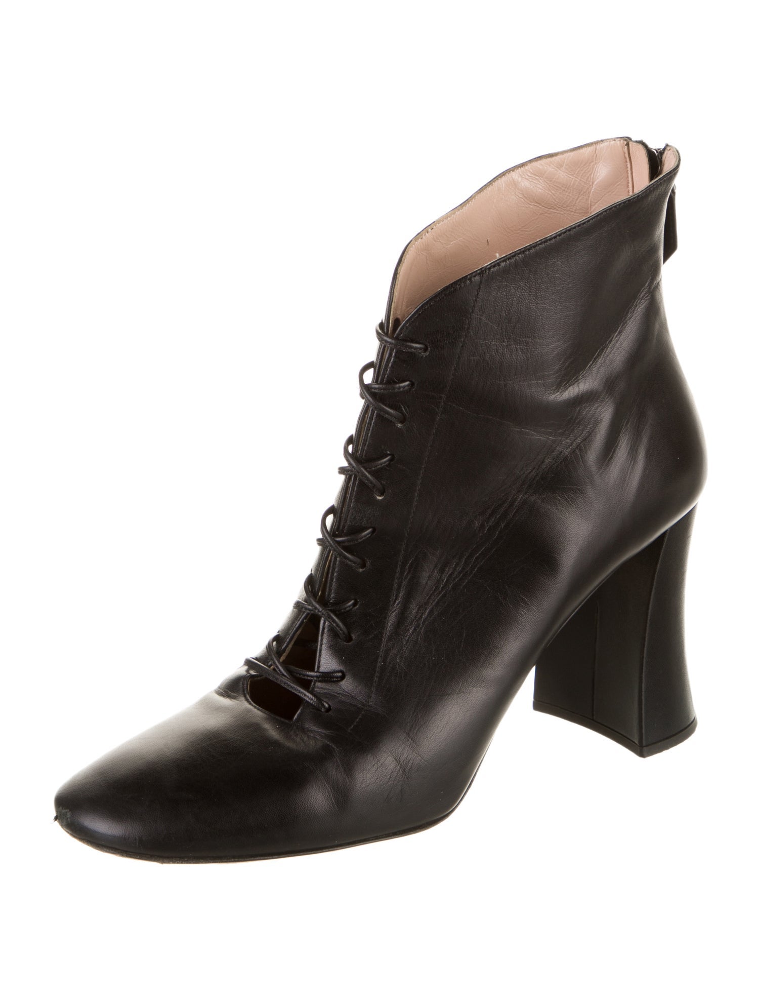 Miu Miu Leather Lace-Up Boots