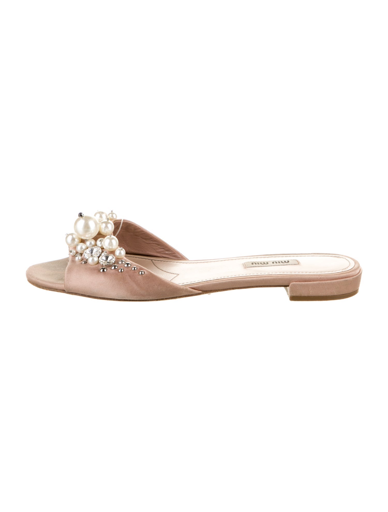 Miu Miu Satin Crystal Embellishments Slides