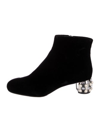 Miu Miu Velvet Crystal Embellishments Boots