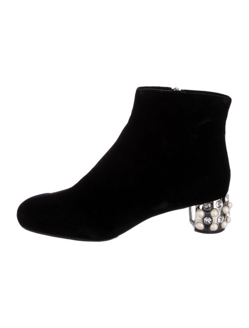 Miu Miu Velvet Crystal Embellishments Boots