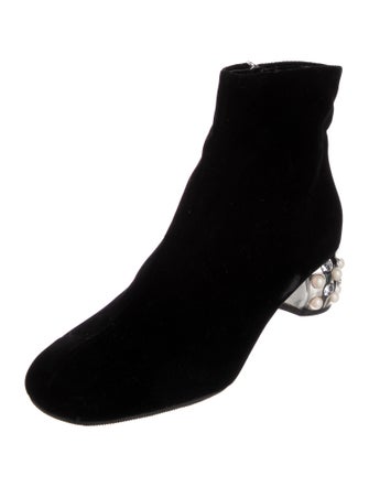 Miu Miu Velvet Crystal Embellishments Boots