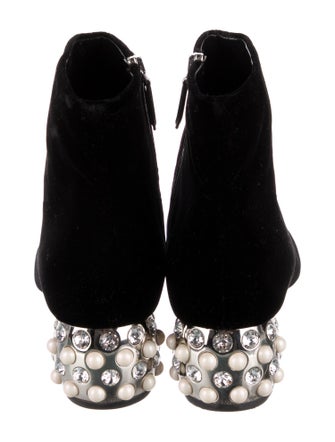 Miu Miu Velvet Crystal Embellishments Boots