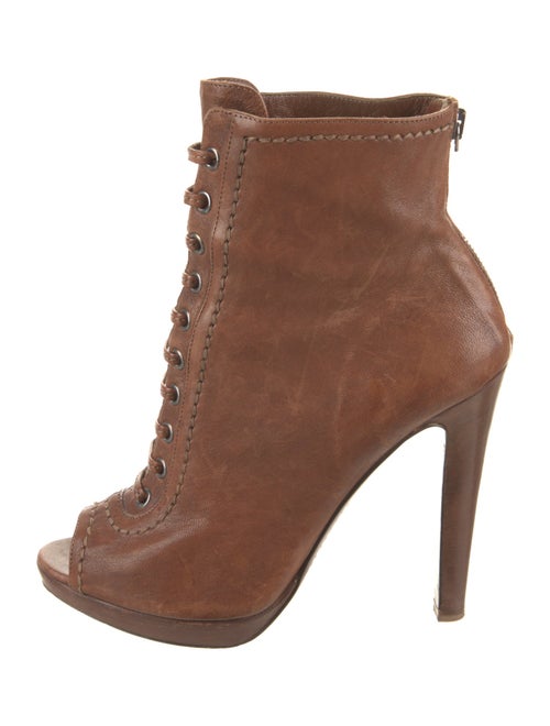 Miu Miu Leather Cutout Accent Lace-Up Boots