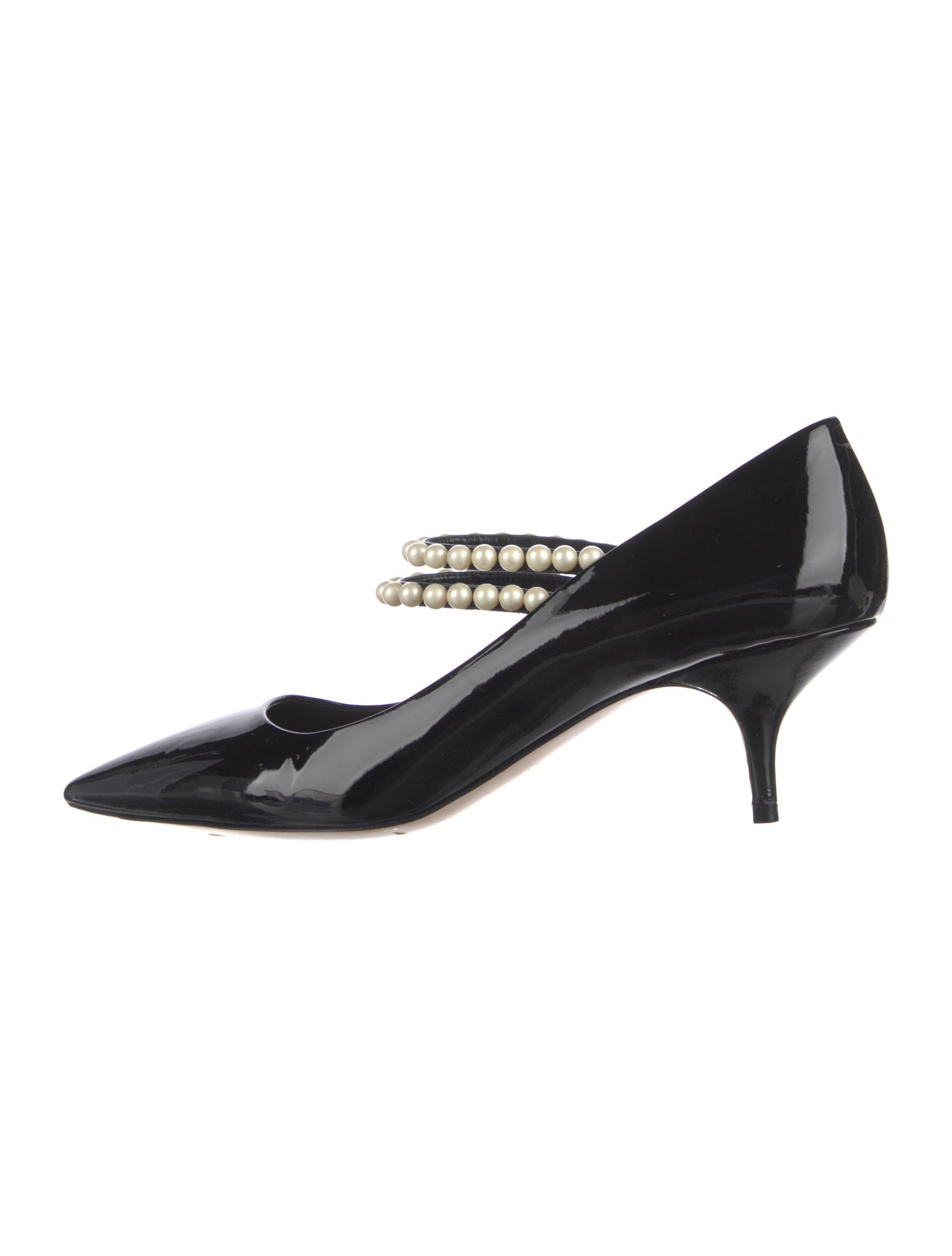 Miu Miu Patent Leather Beaded Accents D'Orsay Pumps