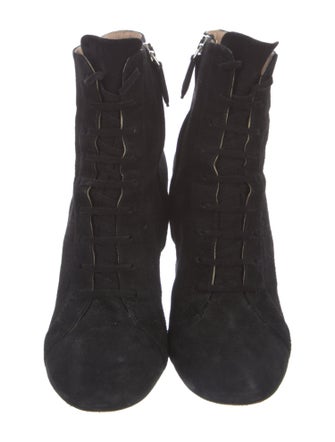 Miu Miu Suede Crystal Embellishments Lace-Up Boots