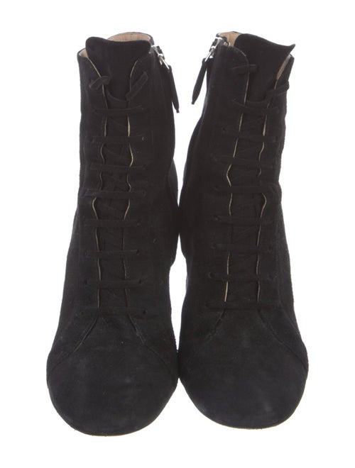 Miu Miu Suede Crystal Embellishments Lace-Up Boots