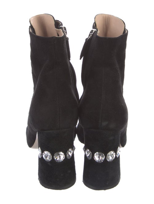 Miu Miu Suede Crystal Embellishments Lace-Up Boots