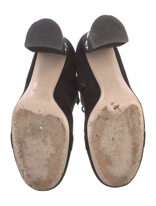 Miu Miu Suede Crystal Embellishments Lace-Up Boots
