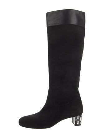 Miu Miu Suede Crystal Embellishments Boots