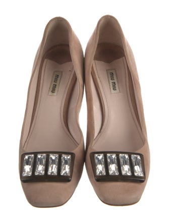 Miu Miu Suede Crystal Embellishments Pumps