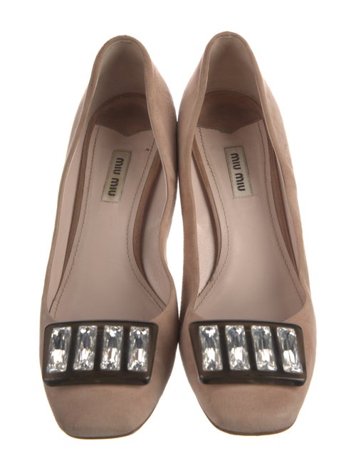 Miu Miu Suede Crystal Embellishments Pumps