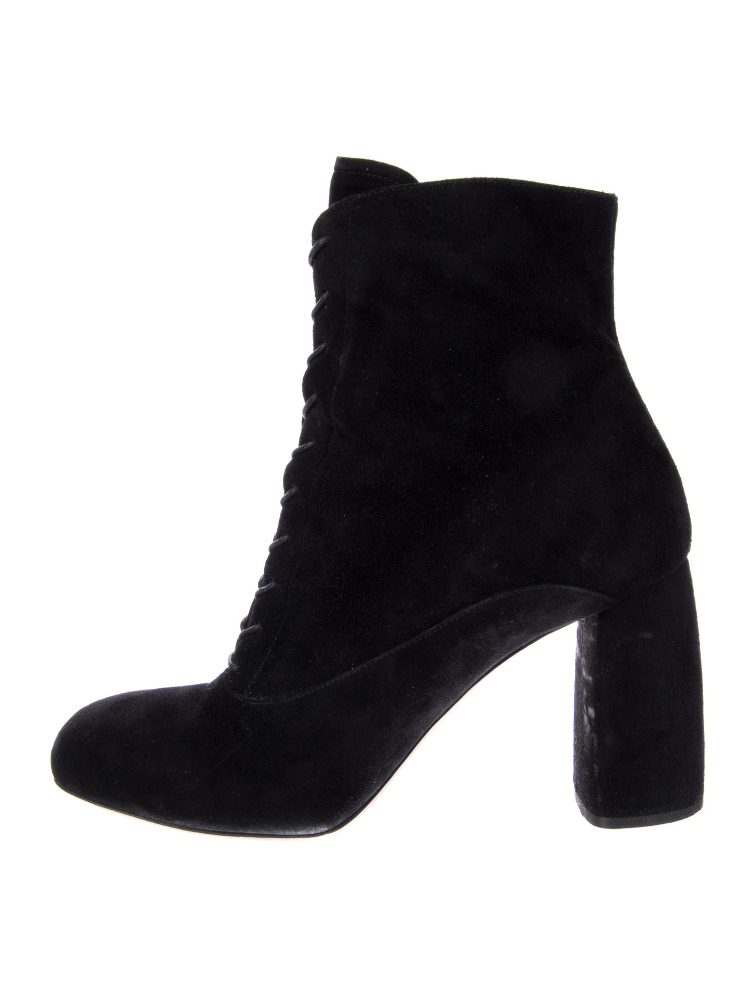 Miu Miu Suede Crystal Embellishments Lace-Up Boots