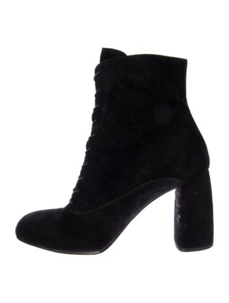 Miu Miu Suede Crystal Embellishments Lace-Up Boots