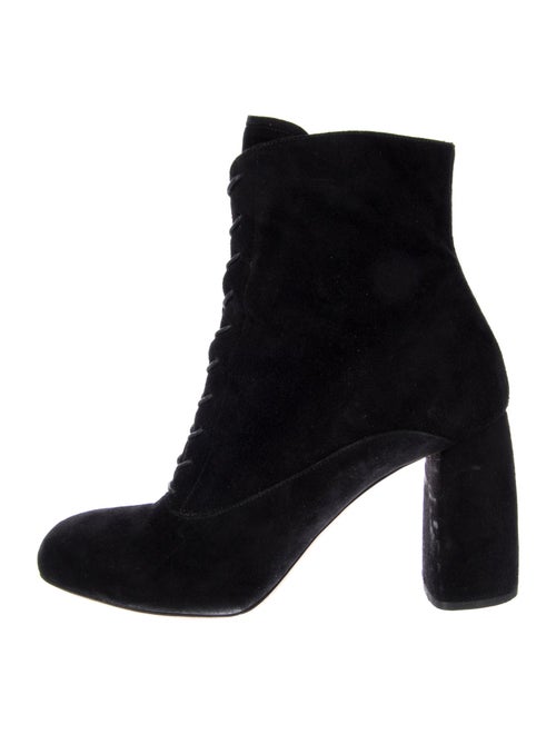 Miu Miu Suede Crystal Embellishments Lace-Up Boots