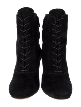 Miu Miu Suede Crystal Embellishments Lace-Up Boots