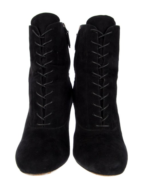Miu Miu Suede Crystal Embellishments Lace-Up Boots