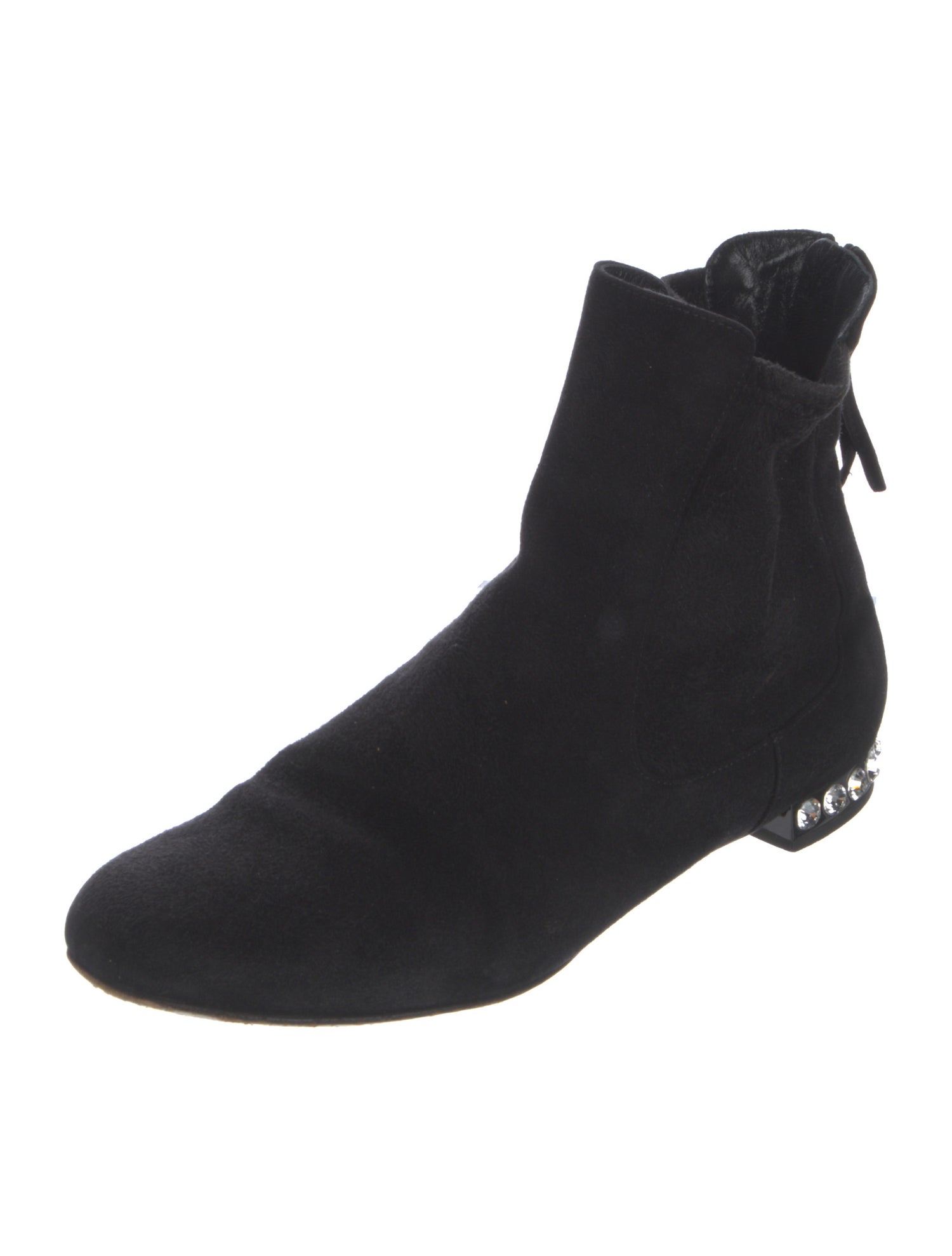 Miu Miu Suede Crystal Embellishments Chelsea Boots