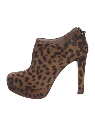 Miu Miu Ponyhair Animal Print Lace-Up Boots