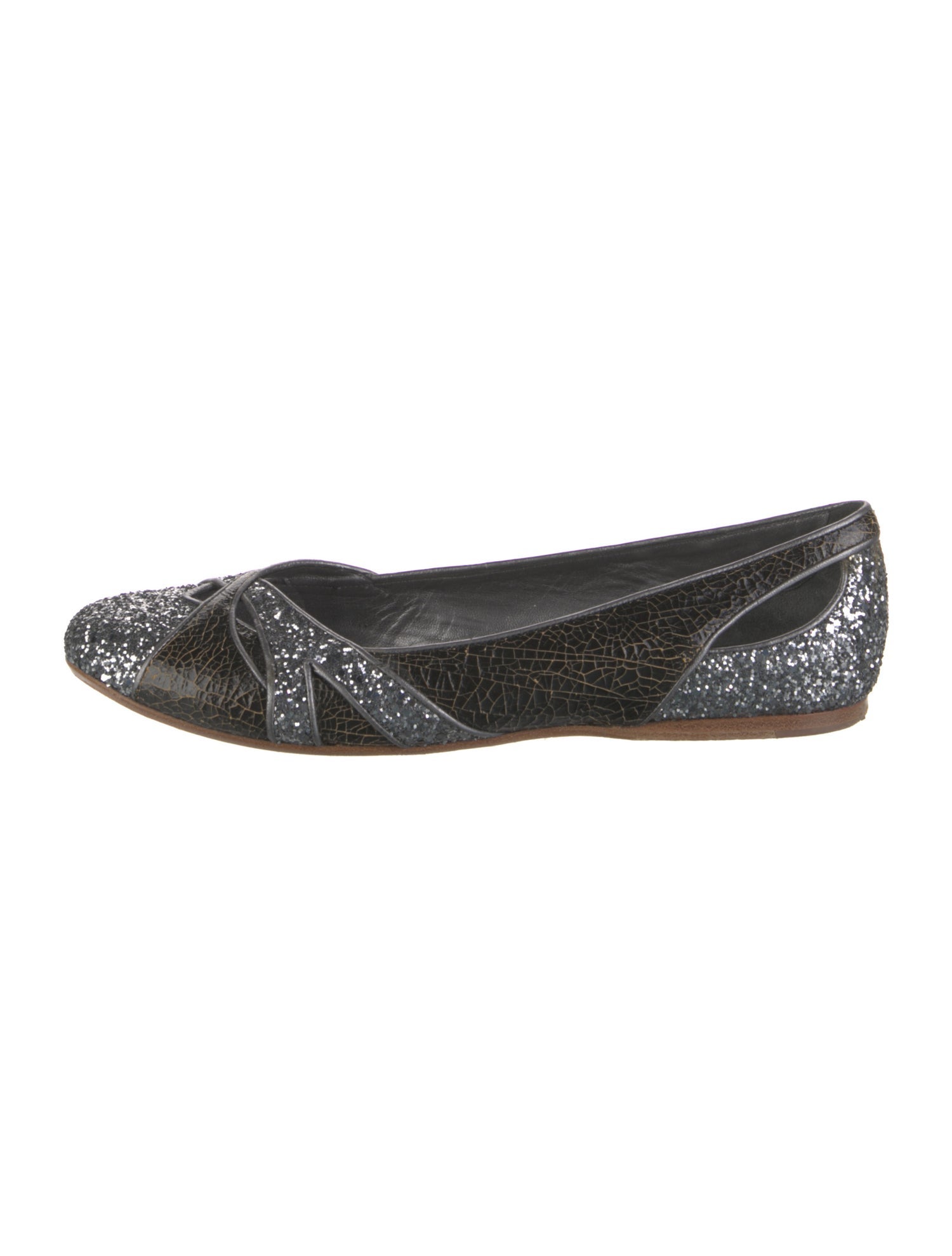 Miu Miu Glitter Colorblock Pattern Ballet Flats