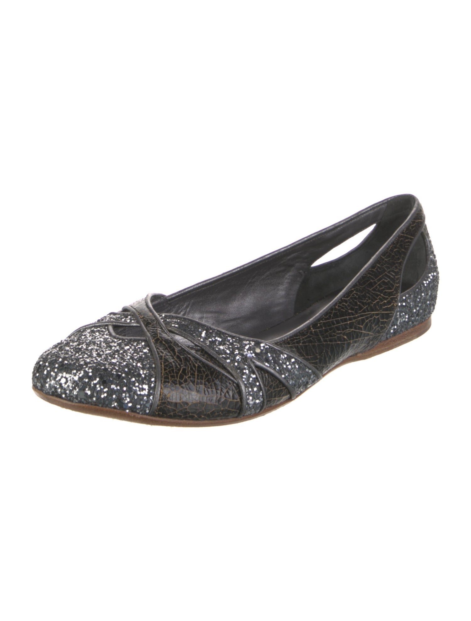 Miu Miu Glitter Colorblock Pattern Ballet Flats