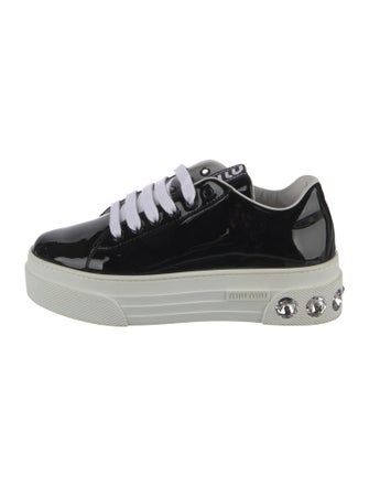Miu Miu Patent Leather Crystal Embellishments Sneakers