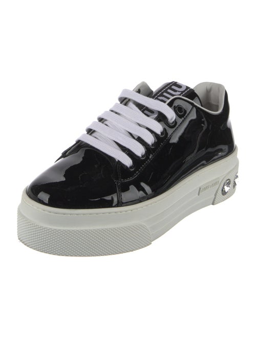 Miu Miu Patent Leather Crystal Embellishments Sneakers
