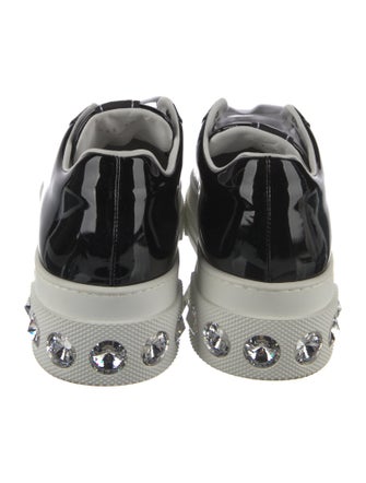 Miu Miu Patent Leather Crystal Embellishments Sneakers