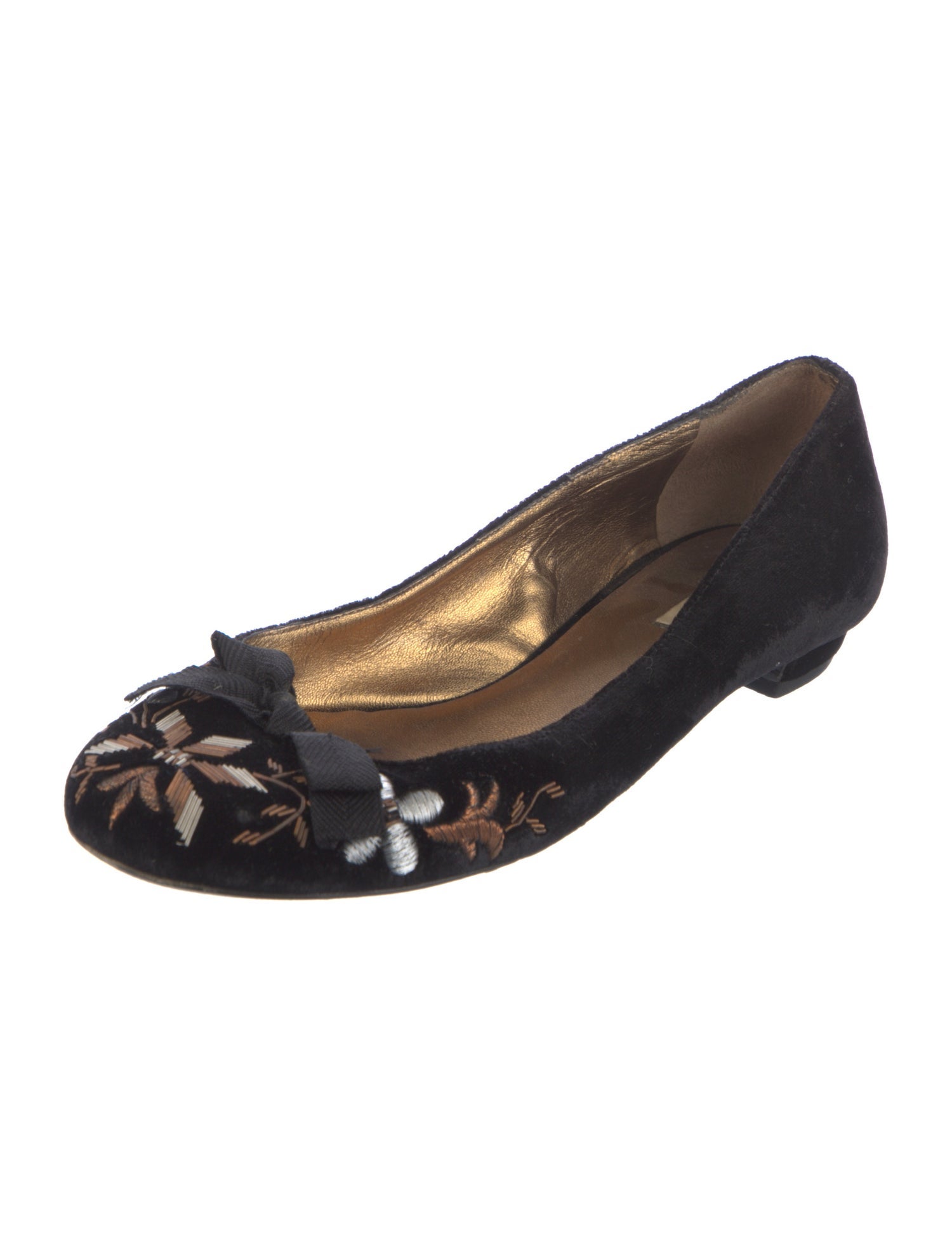 Miu Miu Velvet Patterned Ballet Flats