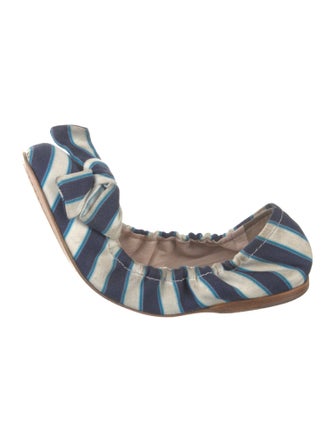 Miu Miu Striped Bow Accents Flats