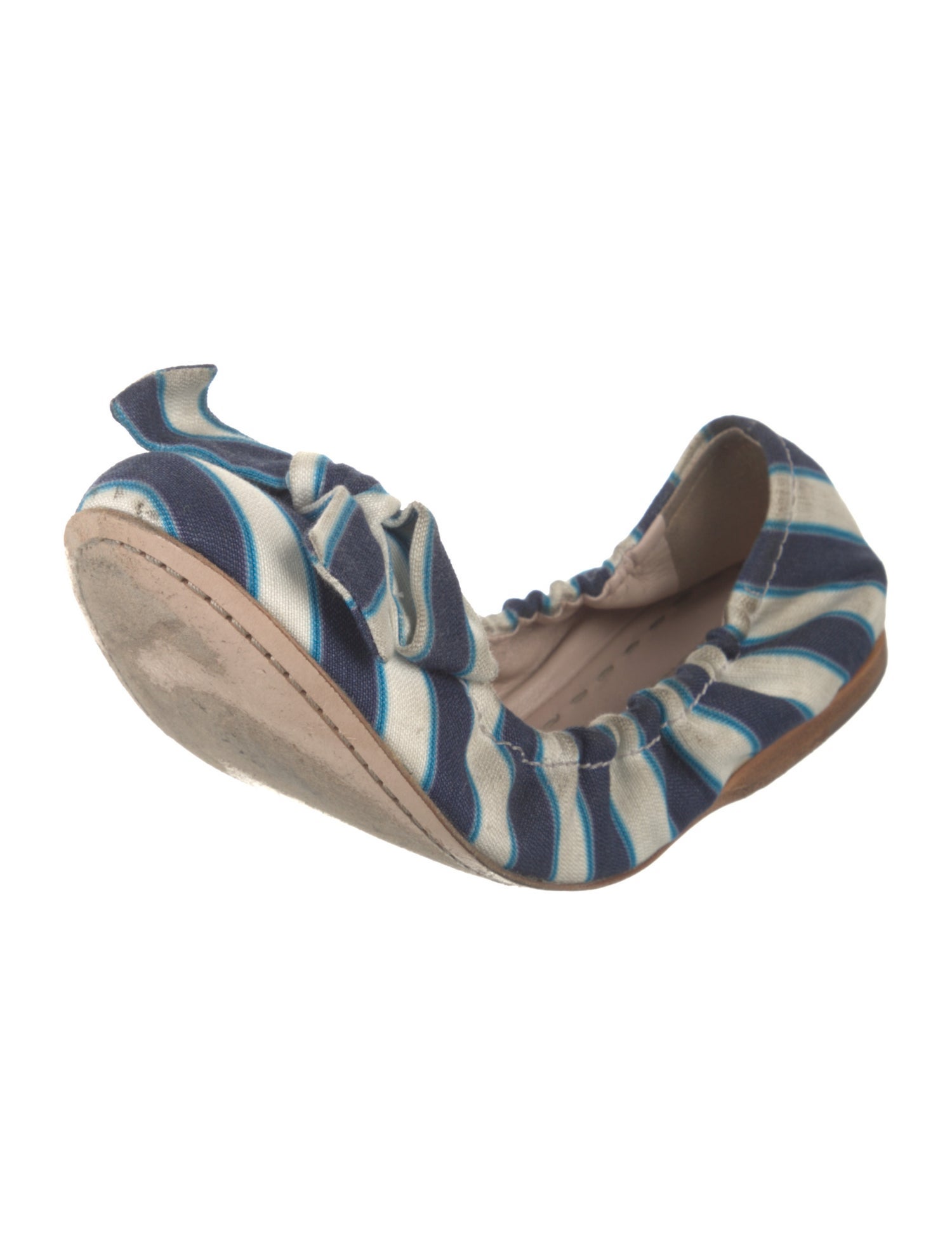 Miu Miu Striped Bow Accents Flats