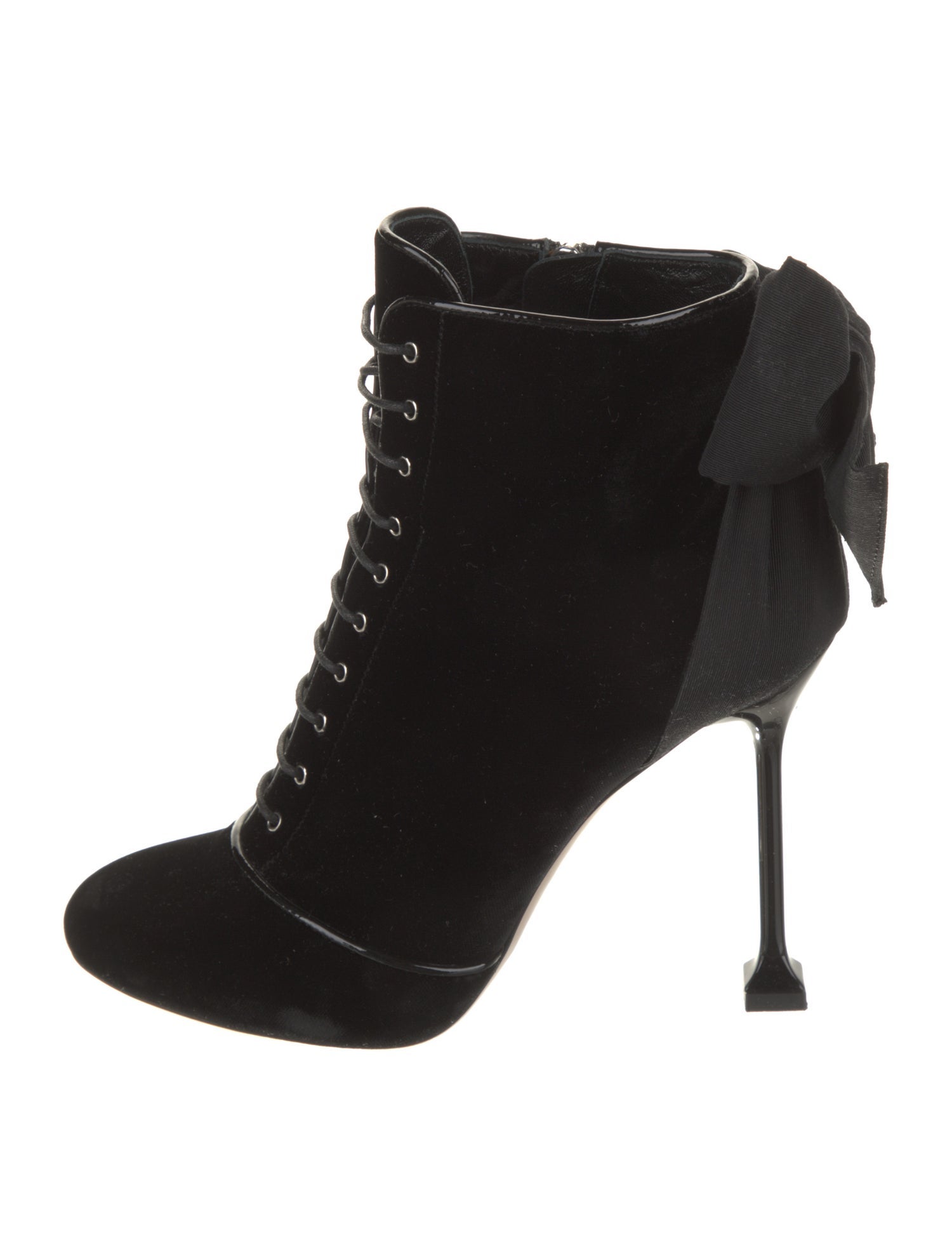 Miu Miu Velvet Bow Accents Lace-Up Boots