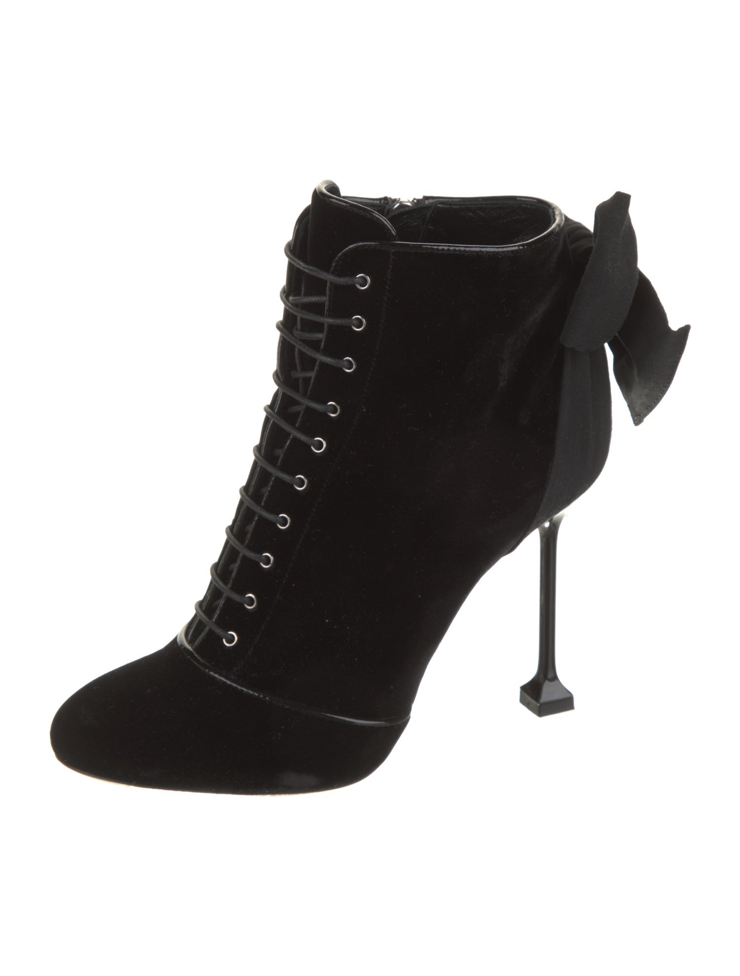 Miu Miu Velvet Bow Accents Lace-Up Boots