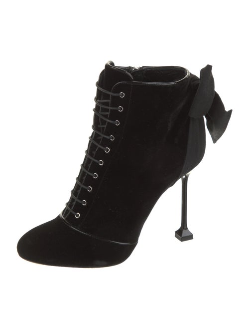 Miu Miu Velvet Bow Accents Lace-Up Boots
