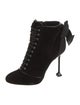 Miu Miu Velvet Bow Accents Lace-Up Boots