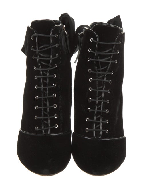 Miu Miu Velvet Bow Accents Lace-Up Boots