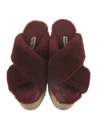 Miu Miu Shearling Cutout Accent Slingback Sandals