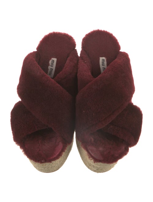 Miu Miu Shearling Cutout Accent Slingback Sandals