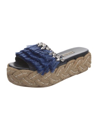 Miu Miu Straw Crystal Embellishments Slides