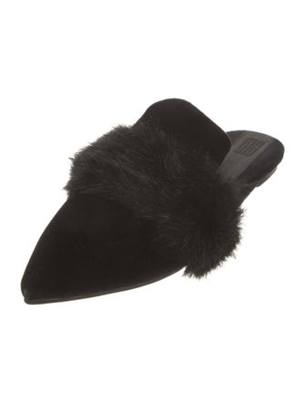 Miu Miu Velvet Fur Trim Mules