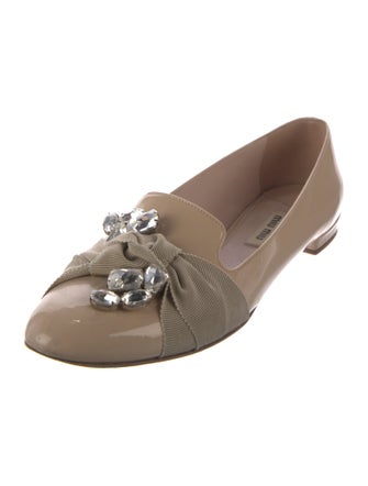 Miu Miu Patent Leather Crystal Embellishments Loafers