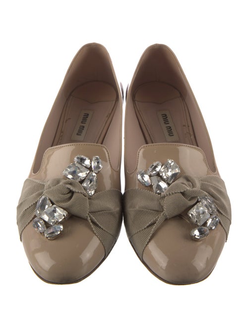 Miu Miu Patent Leather Crystal Embellishments Loafers