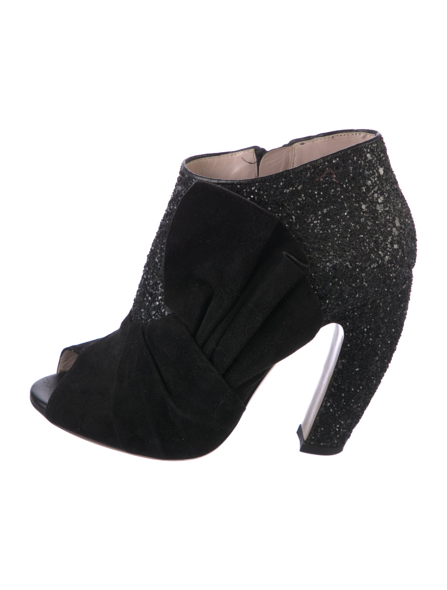 Miu Miu Glitter Pleated Accents Boots