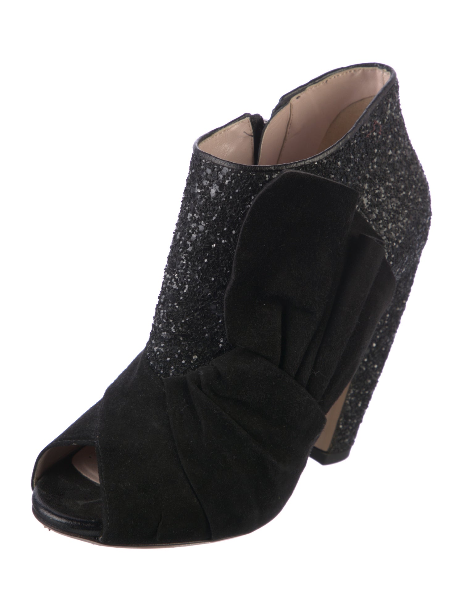Miu Miu Glitter Pleated Accents Boots