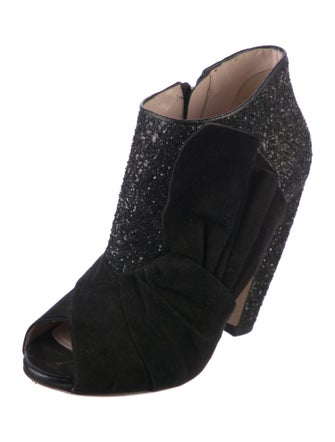 Miu Miu Glitter Pleated Accents Boots
