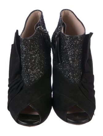 Miu Miu Glitter Pleated Accents Boots