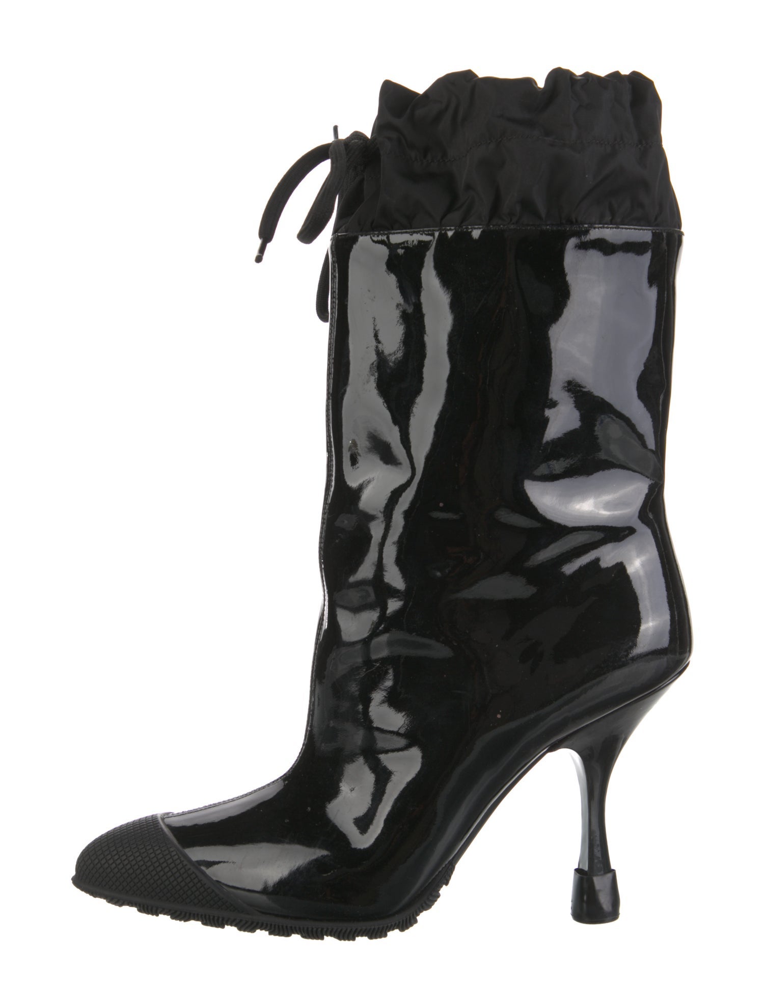 Miu Miu Patent Leather Bow Accents Combat Boots