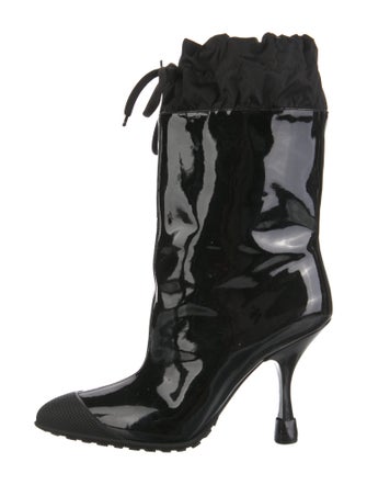 Miu Miu Patent Leather Bow Accents Combat Boots