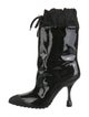 Miu Miu Patent Leather Bow Accents Combat Boots