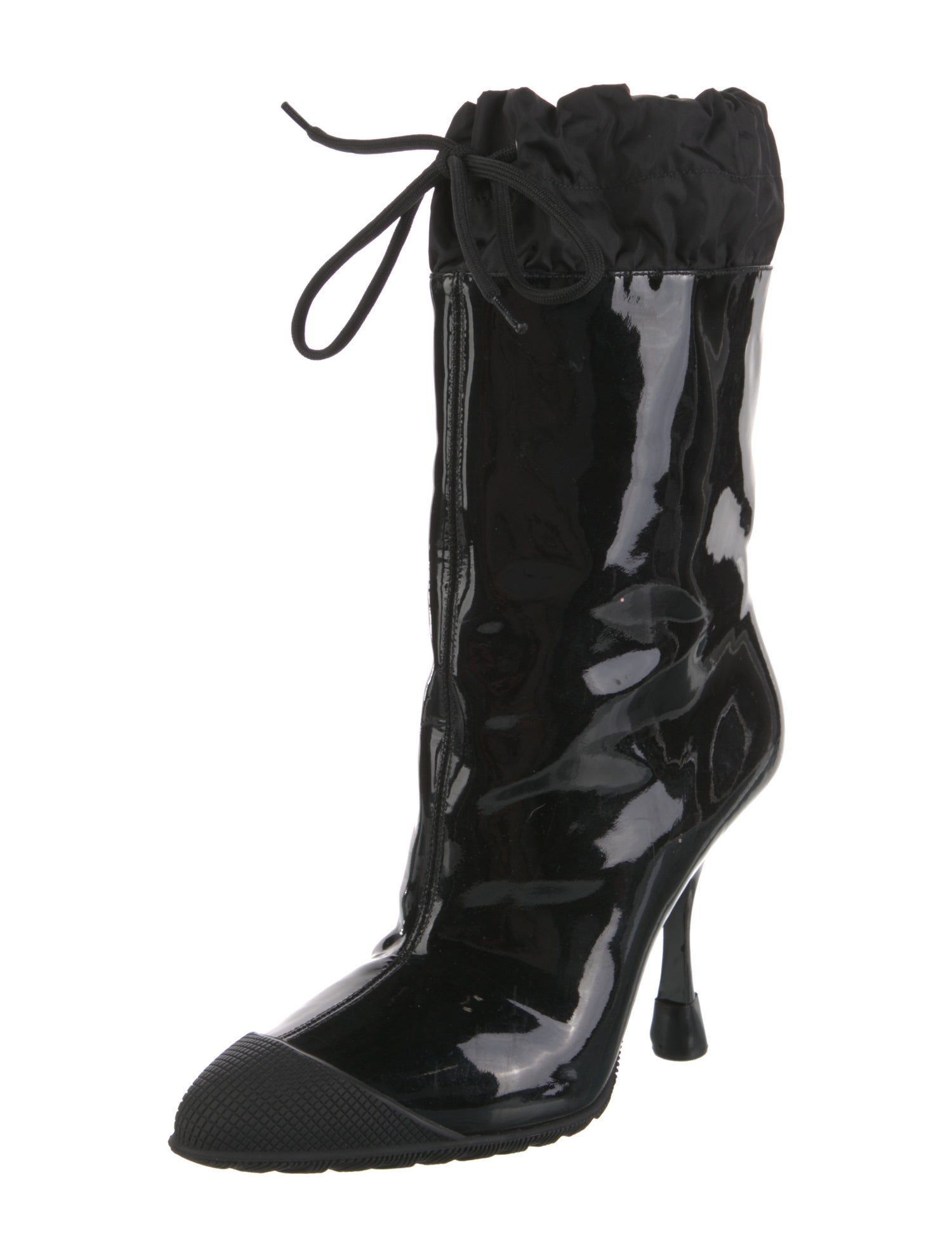Miu Miu Patent Leather Bow Accents Combat Boots