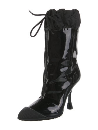Miu Miu Patent Leather Bow Accents Combat Boots